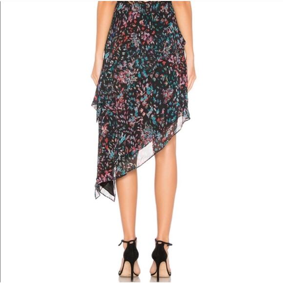 IRO Blink Black Petal Print Asymmetric Chiffon Skirt Size 6 - Picture 3 of 16